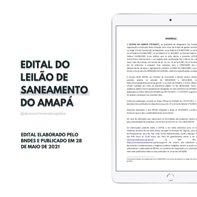 Amapá publica Edital do Leilão de Concessão de Saneamento - No dia 28 de maio de 2021, o Estado do Amapá publicou Edital do Leilão da concessão plena de serviços de água e esgoto para áreas urbanas em todos os 16 municípios do Amapá, atualmente prestados pela Companhia de Água e Esgoto do Amapá (Caesa), controlada pelo Estado. O projeto contempla a concessão, pelo prazo de 35 anos, dos serviços de distribuição de água, coleta e tratamento de esgoto e gestão comercial dos usuários.
Assim como ocorreu recentemente no Estado do Rio de Janeiro com o leilão da CEDAE (resultados aqui), o projeto do Amapá também foi elaborado pelo Banco Nacional de Desenvolvimento Econômico e Social (BNDES), responsável pelos estudos técnicos. Mas, no caso de Amapá, o Leilão combina a menor tarifa com maior valor de outorga.
 Confira o Edital de Leilão aqui
Esse é o primeiro grande leilão de saneamento da Região Norte do país. Nessa região, a água tratada só chega a 57% da população e apenas 22% possuem coleta de esgoto, de acordo com dados Sistema Nacional de Informações sobre Saneamento (SNIS). No Estado do Amapá, os dados do SNIS indicam que: 34,9% têm acesso à água, e só 7,1%, à coleta de esgoto. 
O leilão tem como objetivo, de acordo com o Novo Marco Legal do Saneamento, melhorar a oferta de serviços à população e alcançar as metas definidas na Lei 14.026. Segundo previsão do Edital, o novo concessionário investirá em torno de R$ 3 bilhões durante o período de 35 anos de concessão, sendo 70% destinados à melhora do esgotamento e 30%, do fornecimento de água.
A minuta do Contrato prevê que a Concessionária deverá cumprir os indicadores de desempenho e as metas de atendimento, que serão consideradas para fins de cálculo dos valores das tarifas efetivas e ainda para monitorar a qualidade do serviço e aplicar, quando cabível, as multas contratuais e deduções incidentes.
 Confira a Minuta do Contrato aqui
Segundo o BNDES, o leilão deve ocorrer no início de setembro na B3, em São Paulo, e levará em conta a combinação entre valores de outorga, de pelo menos R$ 50 milhões, e de tarifa para definir o vencedor. "No entanto, para evitar que o valor da tarifa inviabilize investimentos, a redução será limitada a 20% do valor proposto no edital. A outorga mínima de R$ 50 milhões será dividida entre os municípios do Estado. Adicionalmente, a concessionária vencedora deverá aplicar o montante equivalente ao valor do ágio sobre a outorga mínima em investimentos a serem definidos pelo Estado para melhoria do fornecimento de água em zonas rurais e urbanização dos municípios, o que potencializará os investimentos nas áreas que mais precisam" (BNDES, maio 2021). 
Vale observar que, até o fim de 2021, o BNDES pretende estruturar mais quatro projetos para saneamento básico, com investimentos previstos na ordem de R$ 25 bilhões, que beneficiarão diretamente mais de 20 milhões de brasileiros. Para mais informações aqui e aqui.

 Por Ana Paula Mella Vicari